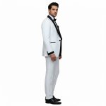 Custom White Shawl Lapel Tuxedo With Black Contrast For Men