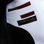 Custom Black Tuxedo With White Lapel And Blue Embroidery For Men