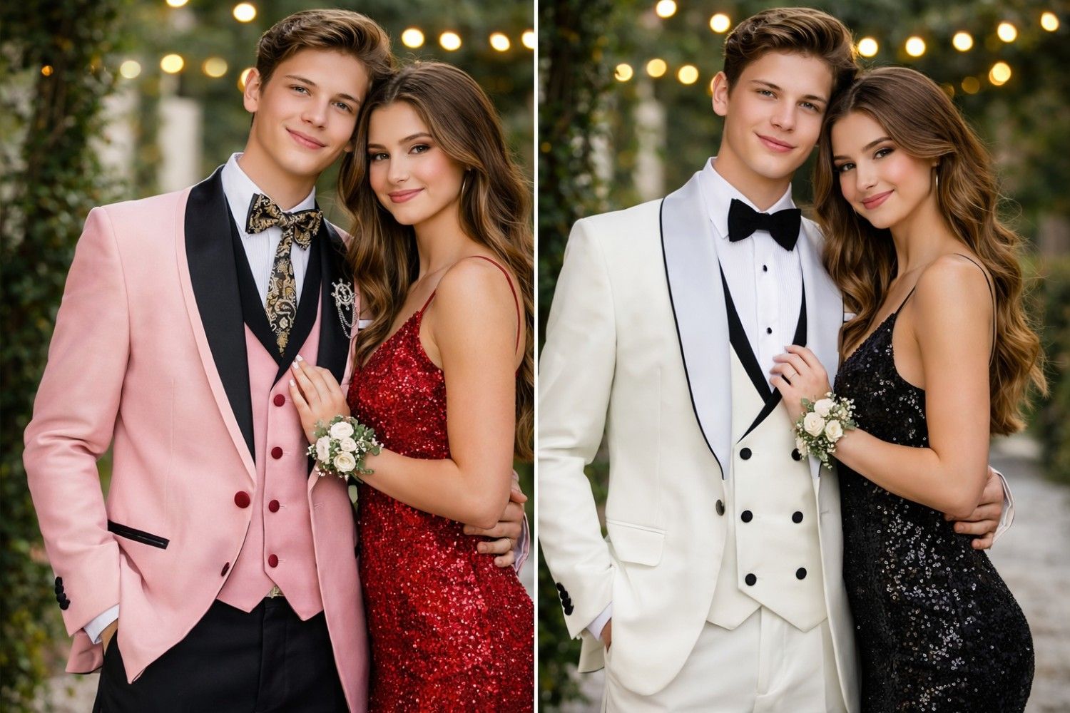 Pink and ivory white tuxedo