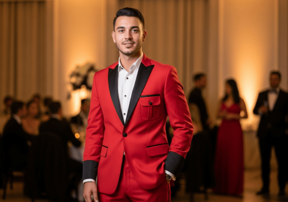 Red Tuxedo with Black Trim
