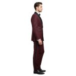 Custom Made Burgundy Tuxedo With Black Lapel For Men