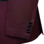 Custom Made Burgundy Tuxedo With Black Lapel For Men
