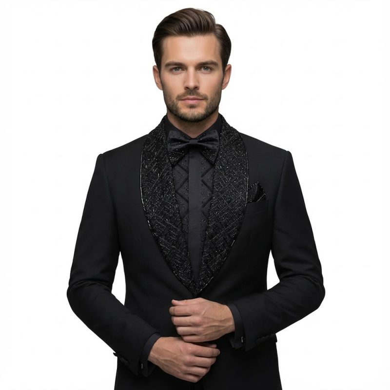 Men's Beaded Stone Black Tuxedo