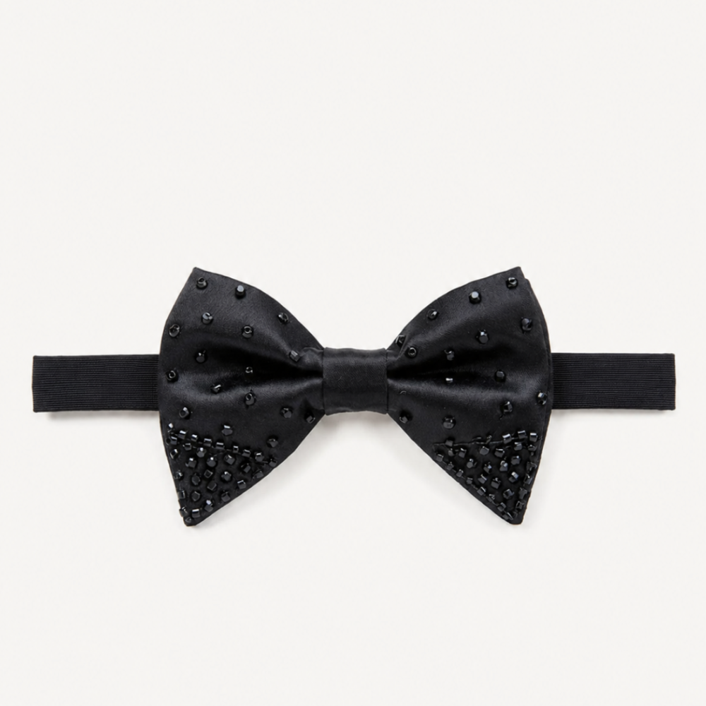 Black Stones Embroidered Bowtie