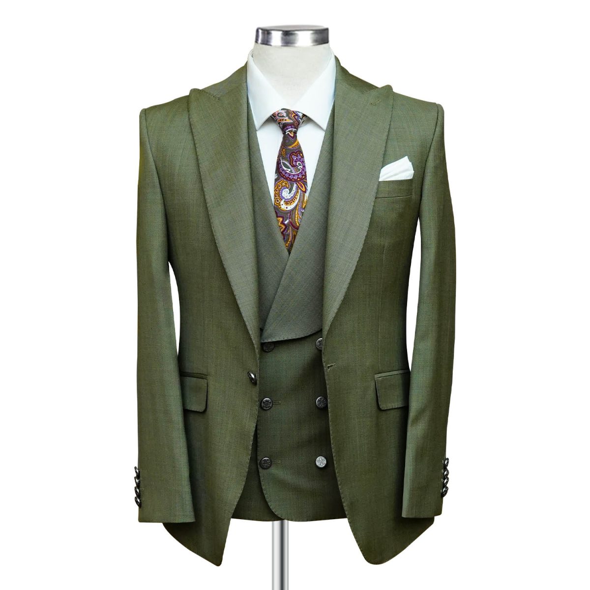 Self Textured Green Suit
