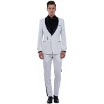 Custom Made White Shawl Lapel Tuxedo With Buckle Closure For Men