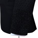 Custom Made Black Tuxedo With Stone Work Lapel For Men