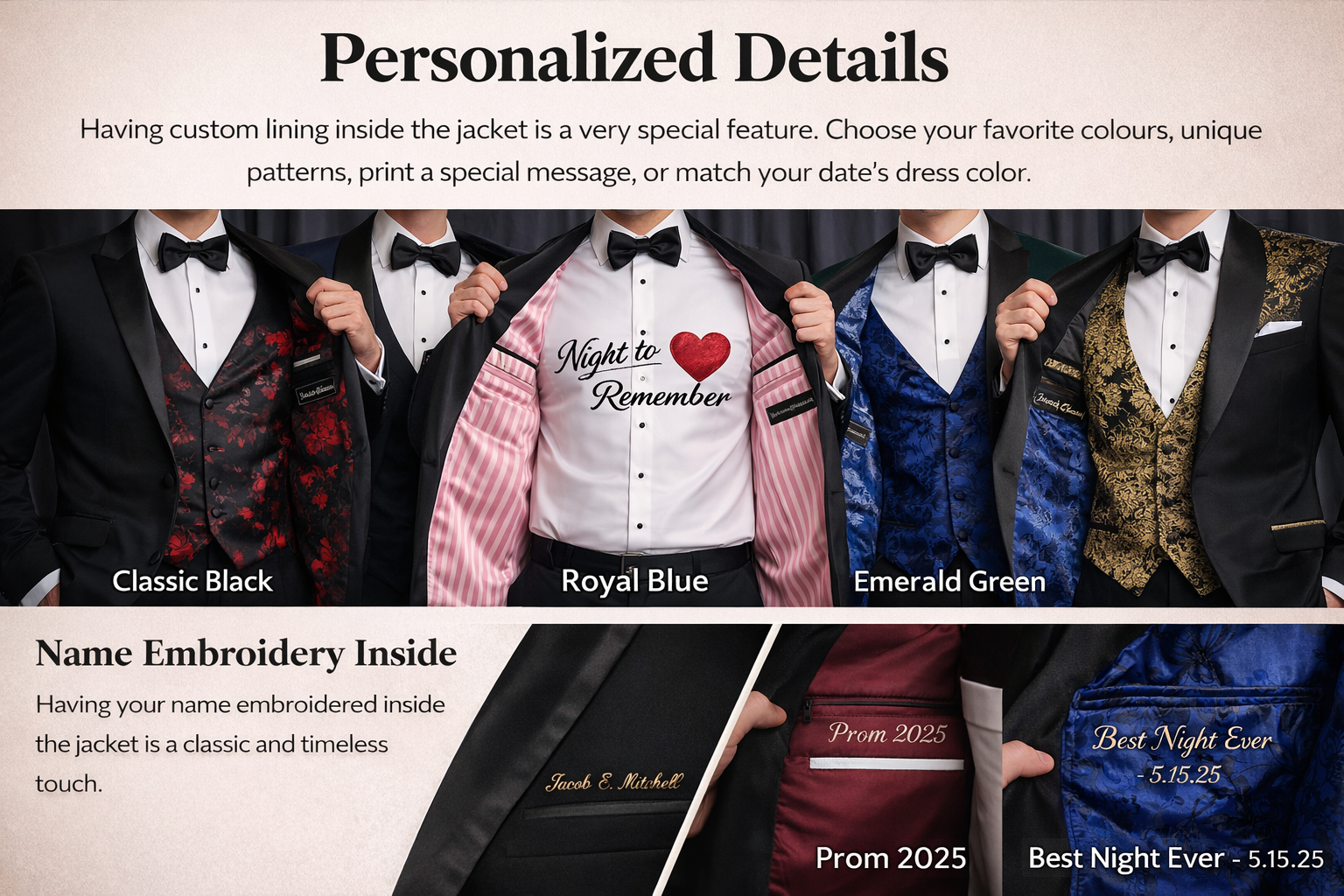 Personalized Details on suit