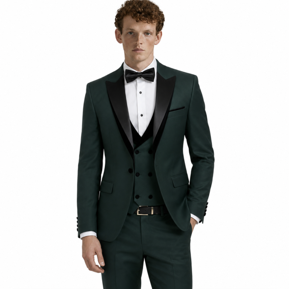 Bespoke Forest Green Tuxedo Suit with Black Lapel
