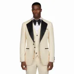 Andre Emilio Cream Tuxedo With Black Lapel
