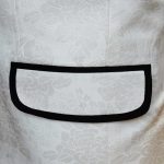 Custom Floral Jacquard Belted Tuxedo With Black Piping For Men