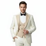 Custom Ivory And Beige Tuxedo For Men