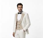 Custom Ivory and Beige Tuxedo for Men 1