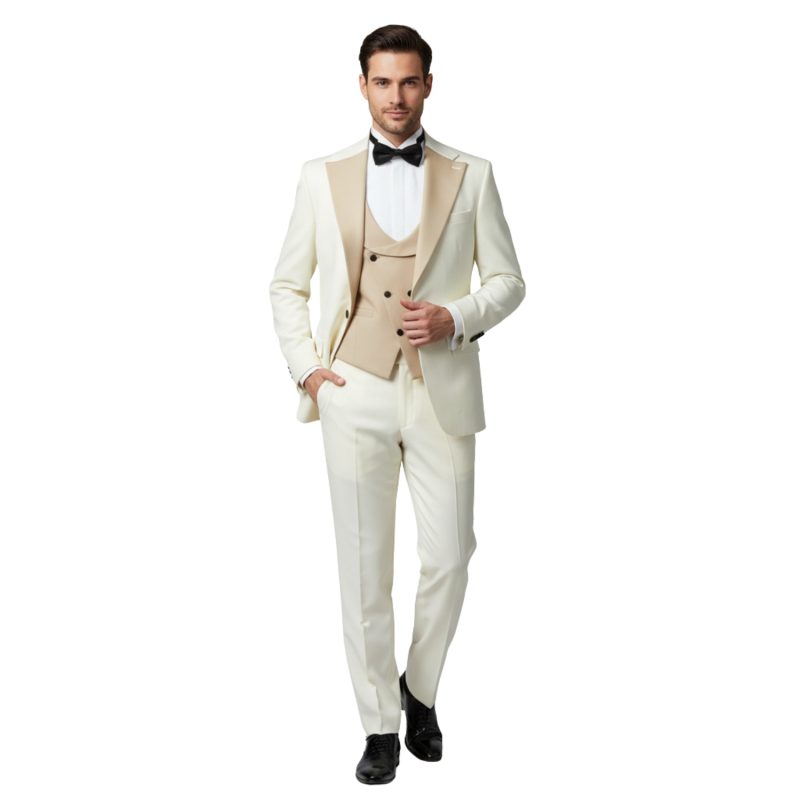 Ivory And Beige Tuxedo For Men