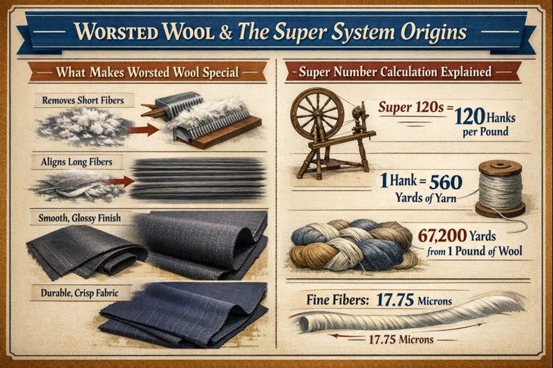 Super Numbers in Suit Fabrics Explained: Super 120s vs 140s vs 180s 1 Worsted Wool