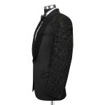 Designer Black Tuxedo With Beaded Sleeves & Lapel