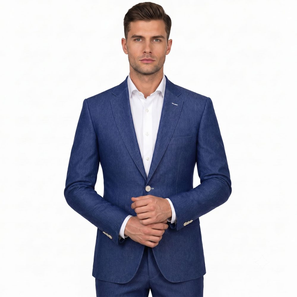 Andre Emilio Plain Blue Denim Blazer
