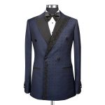 Navy Blue Tuxedo With Hand Made Embroidery