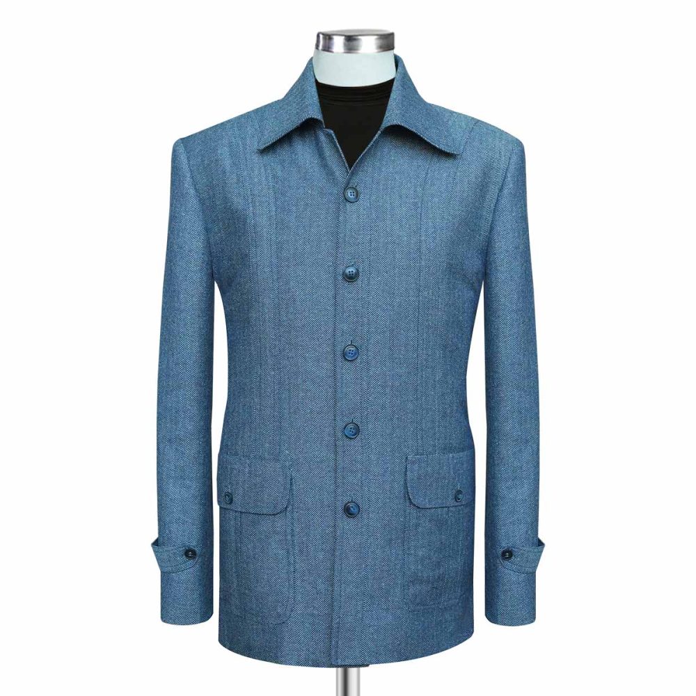 Blue Herringbone Coat