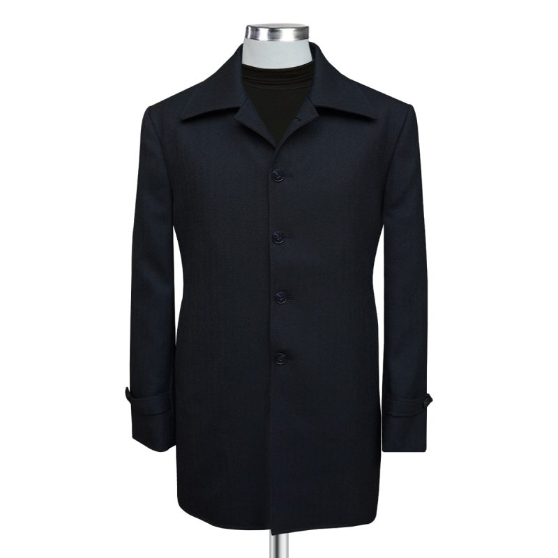 Front View Custom Black Wool Coat