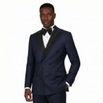 Navy Blue Tuxedo With Hand Made Embroidery