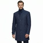 Navy Blue Wool Coat For Men