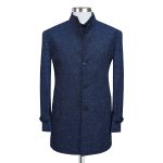 Navy Blue Wool Coat For Men