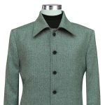 Green Herringbone Coat For Men