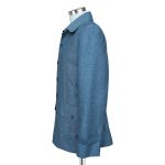 Blue Herringbone Coat For Men