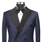 Navy Blue Tuxedo With Hand Made Embroidery