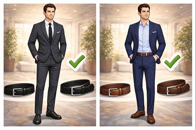 Black shoes = Black belt Brown shoes = Brown belt