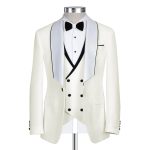 Ivory Tuxedo With White Lapel Black Trim For Men