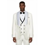 Ivory Tuxedo With White Lapel Black Trim For Men
