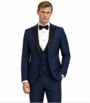 Navy Blue Tuxedo With Black Lapel 1