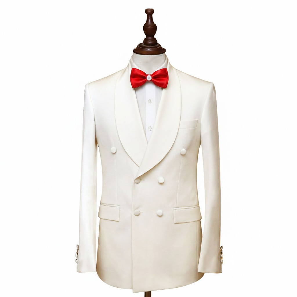Ivory Jacket With Red Bowtie For Valentines Day