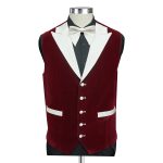 Red Velvet Tuxedo With White Satin Trim