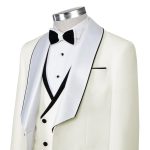 Ivory Tuxedo With White Lapel Black Trim For Men