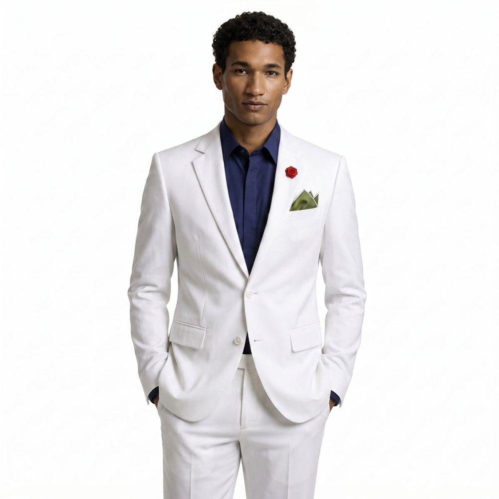 Andre Emilio Slim Fit White Blazer