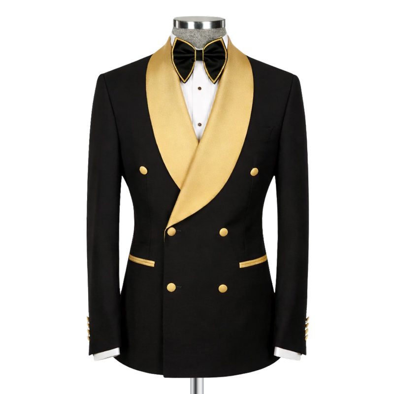 Black And Gold Double Breasted Tuxedo