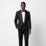 Luxury Black Geometric Pattern Beaded Tuxedo For Men