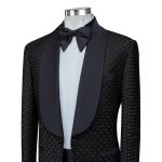 Luxury Black Geometric Pattern Beaded Tuxedo For Men
