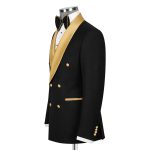 Black And Gold Double Breasted Tuxedo For Men