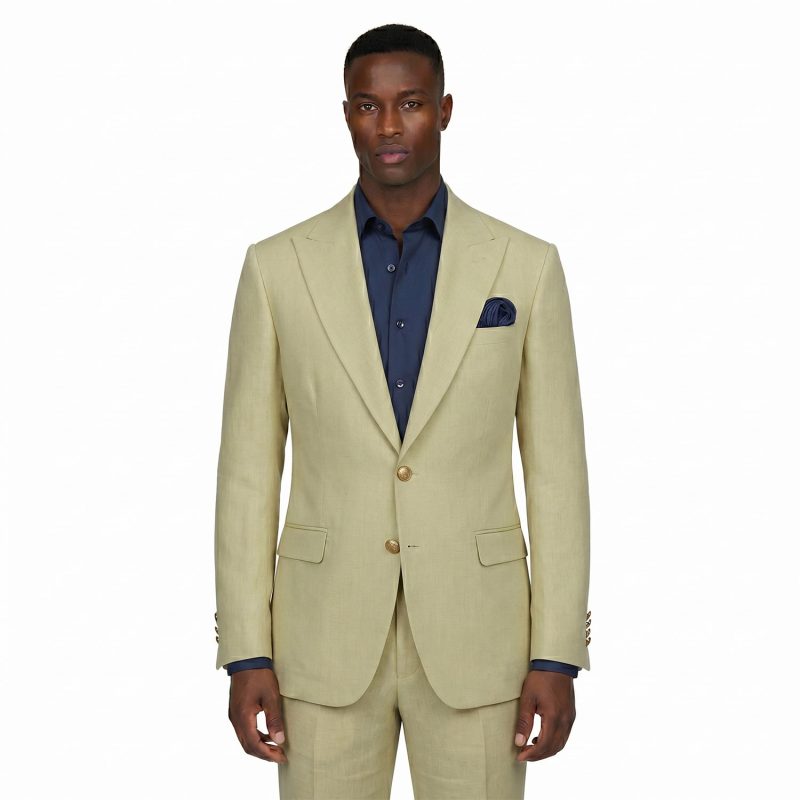 Men's Custom Beige Cotton Blazer