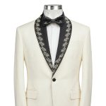 Men’s Ivory Tuxedo With Embroidered Lapel
