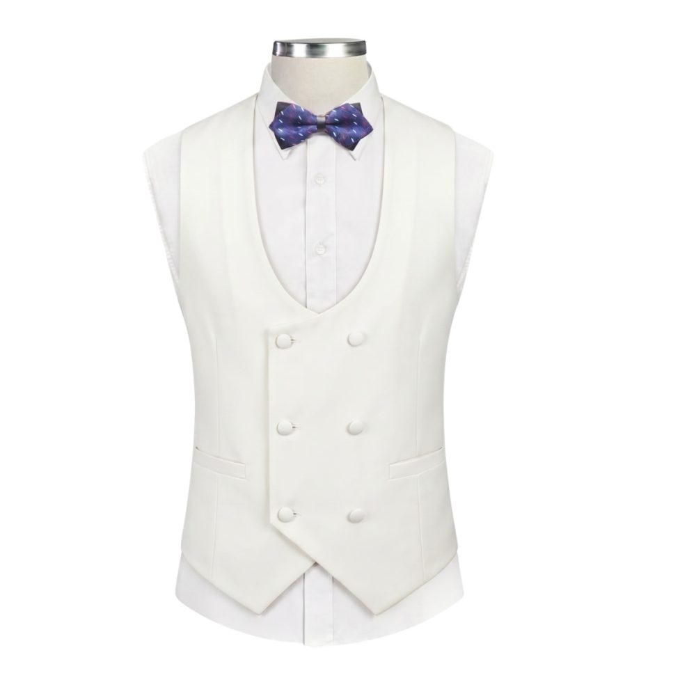 Ivory White Double Breasted Vest