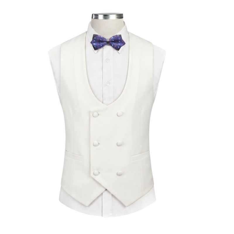 Ivory White Double Breasted Vest