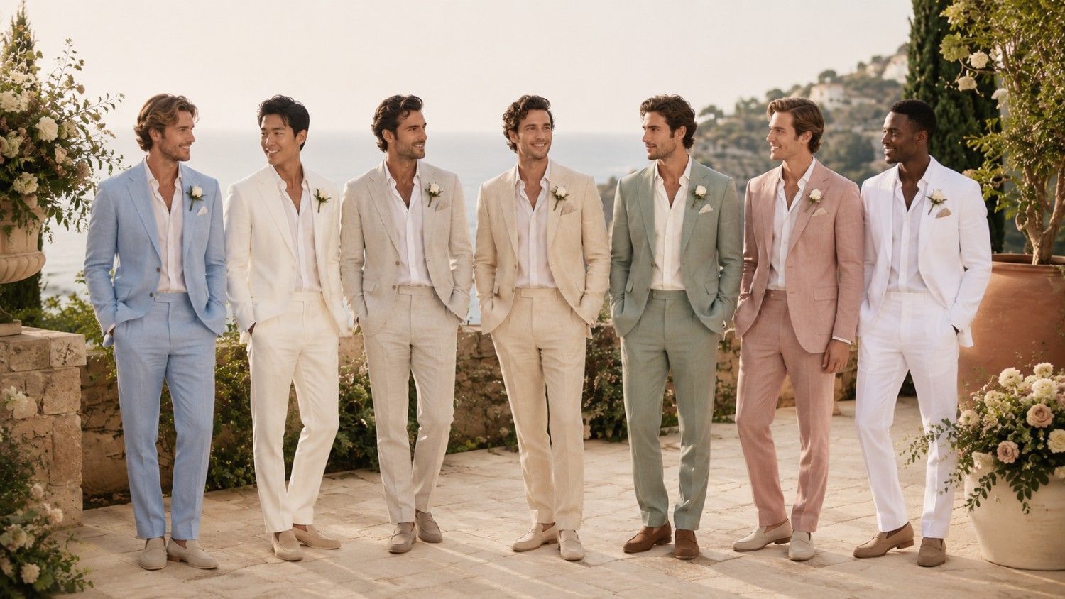 Suits' colours: casual wedding attire for the groom
