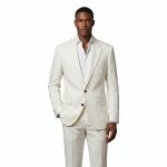 Custom Ivory Pinstripe Linen Suit Men Andre Emilio