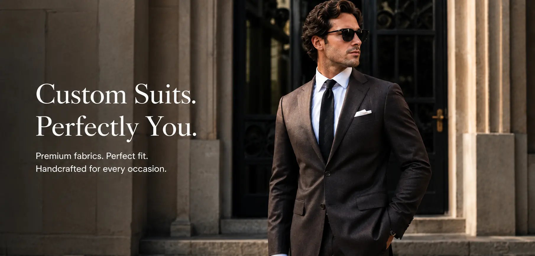 Man wearing a custom-made maroon suit – Andre Emilio made-to-measure suits for men