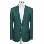 Custom Forest Green Linen Suit Gold Buttons Andre Emilio